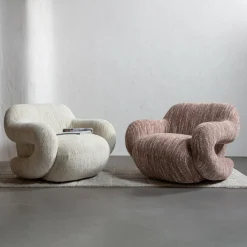 Draaifauteuil Folke Chenille - Naturel - Loft24.nl