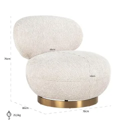 Draaifauteuil Jace Chenille - Creme - Loft24.nl