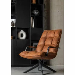 Draaifauteuil Jouke met armleuning PU - Cognac - Loft24.nl