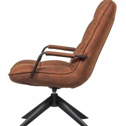 Draaifauteuil Jouke met armleuning PU - Cognac - Loft24.nl