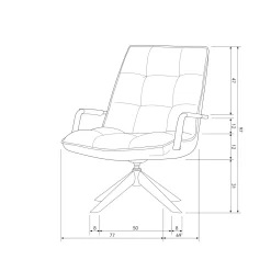 Draaifauteuil Jouke met armleuning PU - Cognac - Loft24.nl