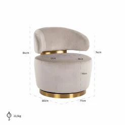 Draaifauteuil Maxime Velvet - Khaki - Loft24.nl