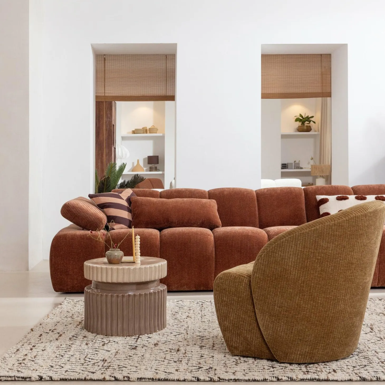 Draaifauteuil Mojo Geweven Rib - Honing Geel - Loft24.nl