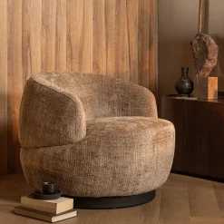Draaifauteuil Woolly Chenille - Zand - Loft24.nl