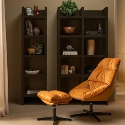 Draaifauteuil Yaro met Hocker - Ginger - Loft24.nl