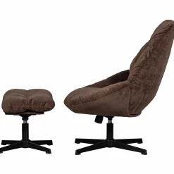 Draaifauteuil Yaro met Hocker - Espresso - Loft24.nl