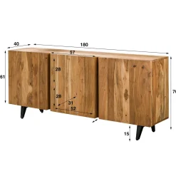 Dressoir Block Massief Acaciahout 180cm - Naturel - Loft24.nl