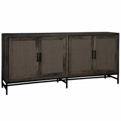 Dressoir Carini Hout en Webbing 200 cm - Zwart - Loft24.nl