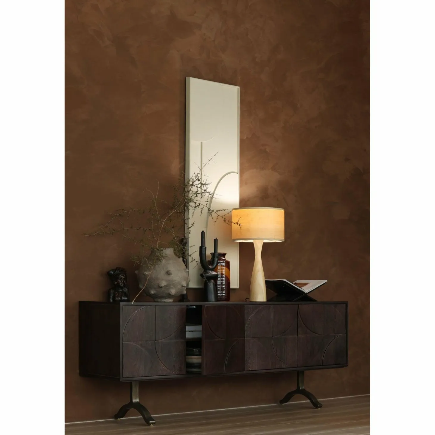 Dressoir Draw Mangohout, 180cm, kleur Zwart - Loft24.nl