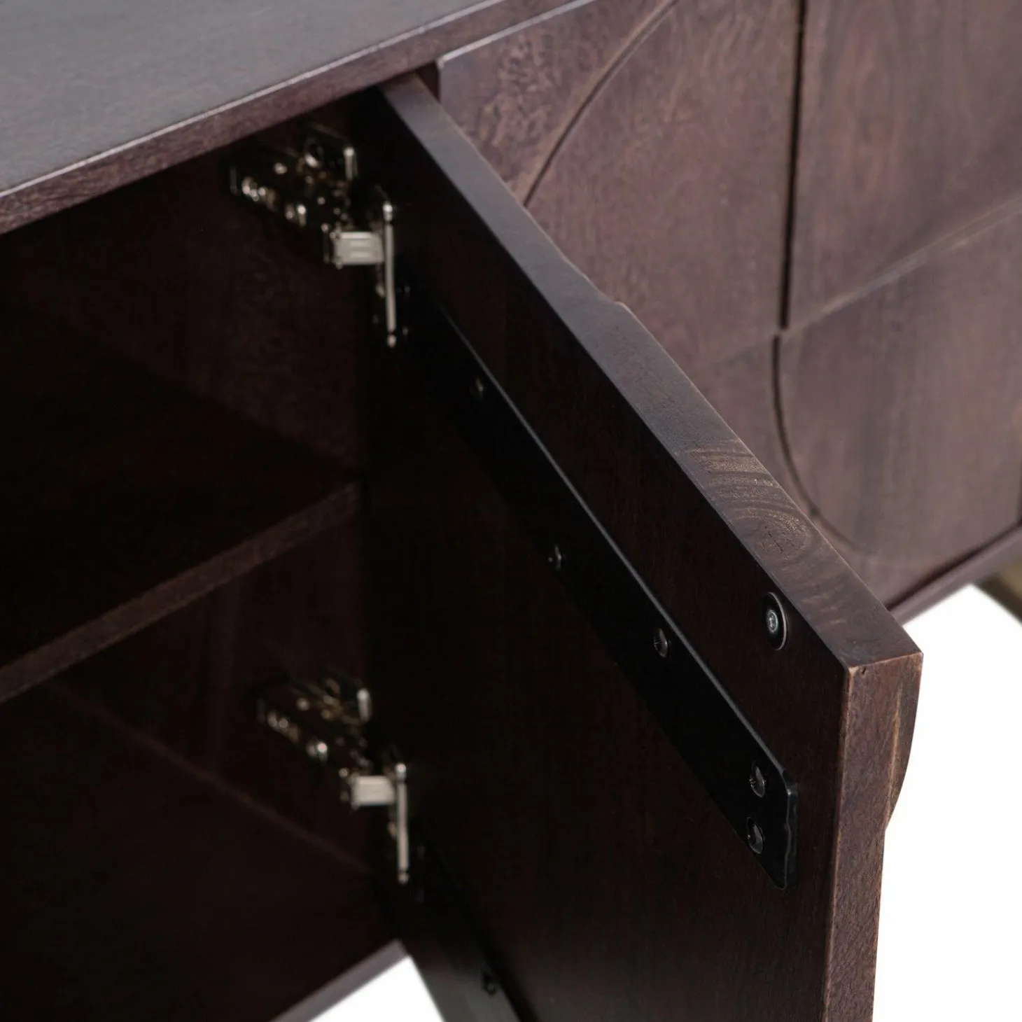 Dressoir Draw Mangohout, 180cm, kleur Zwart - Loft24.nl