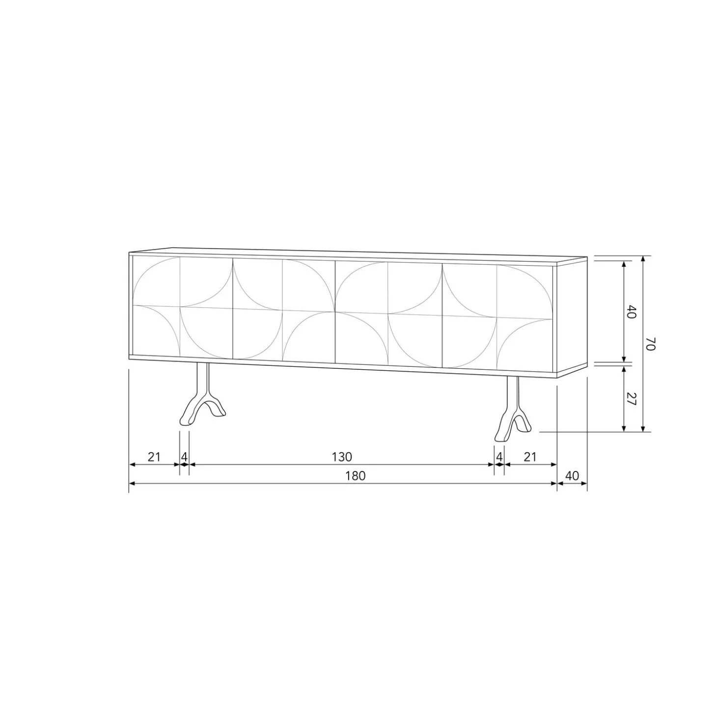 Dressoir Draw Mangohout, 180cm, kleur Zwart - Loft24.nl