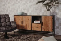 Dressoir Felino Teakhout 200 cm met 3 deuren 1 lade - Loft24.nl