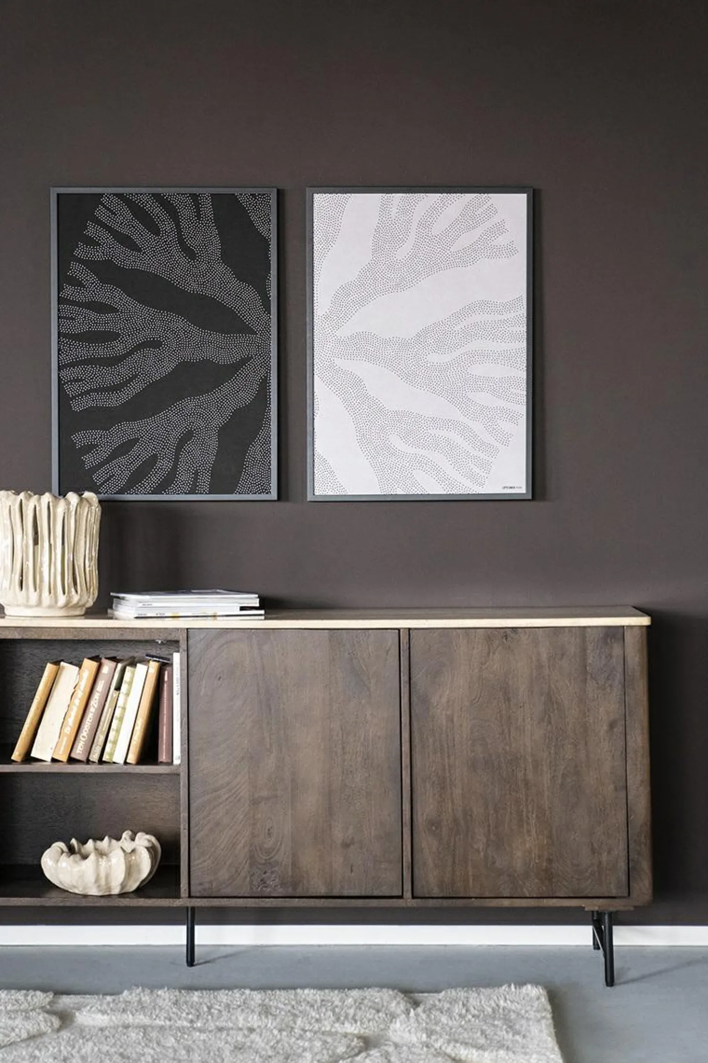 Dressoir Lio Mangohout Travertin 200x41x75cm - bruin - Loft24.nl