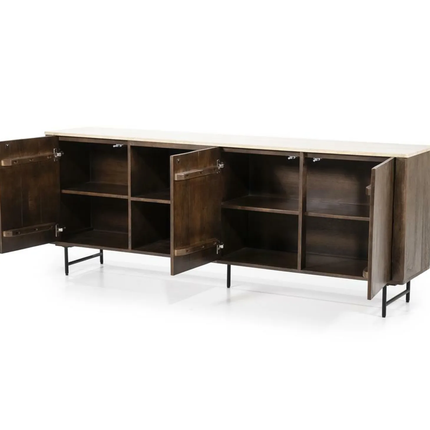 Dressoir Lio Mangohout Travertin 200x41x75cm - bruin - Loft24.nl