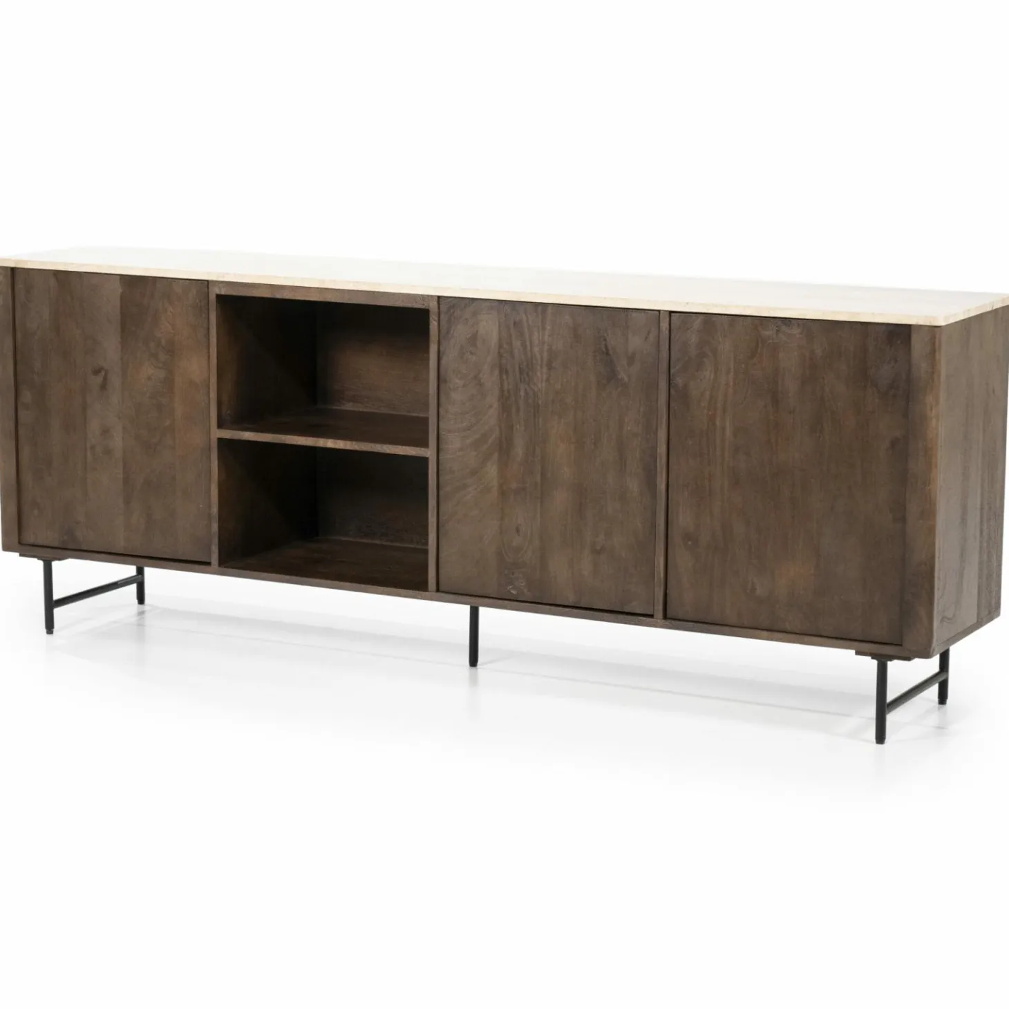 Dressoir Lio Mangohout Travertin 200x41x75cm - bruin - Loft24.nl