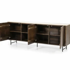 Dressoir Lio Mangohout Travertin 200x41x75cm - bruin - Loft24.nl