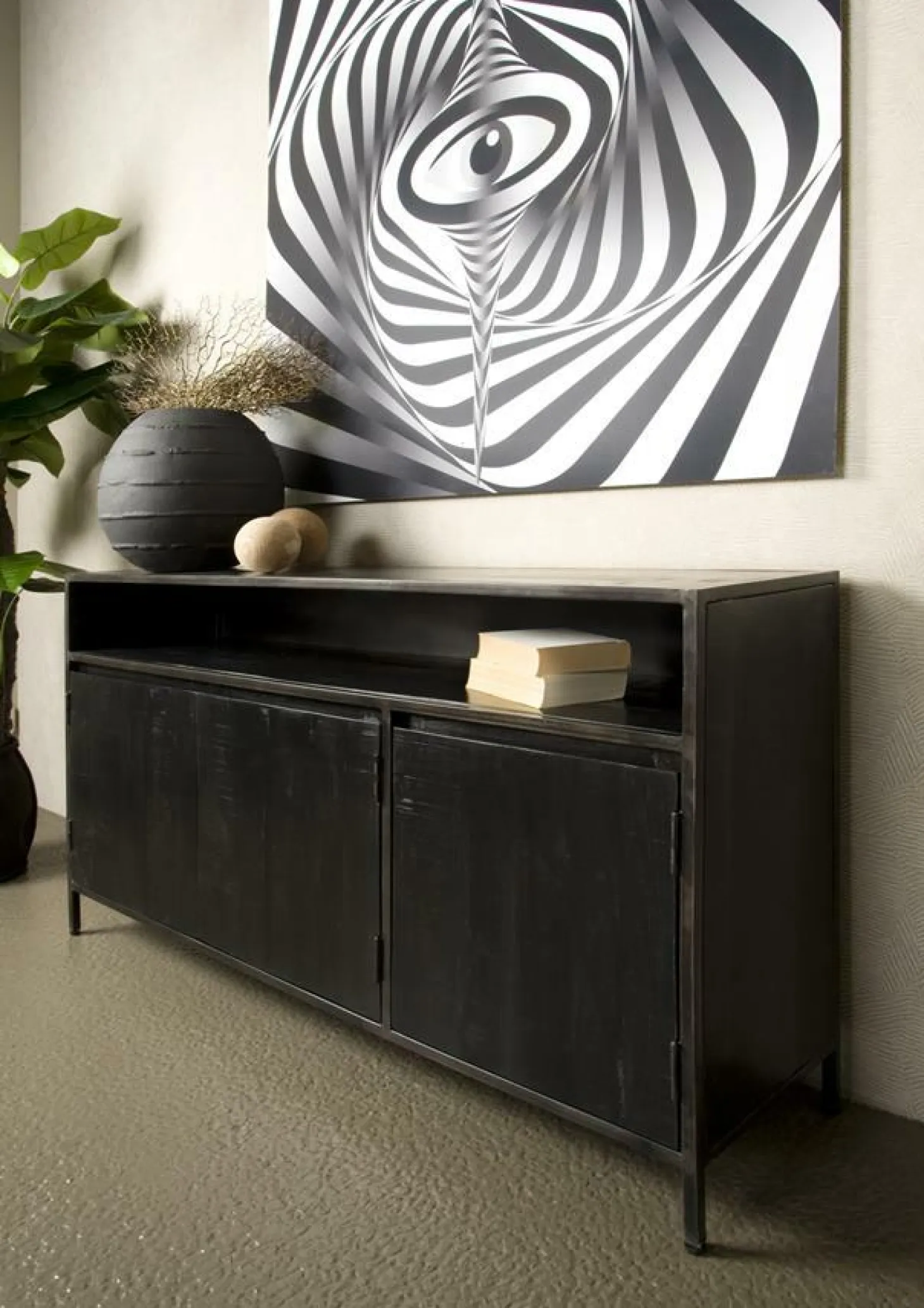 Dressoir Paterno Zwart - 155 cm - Loft24.nl