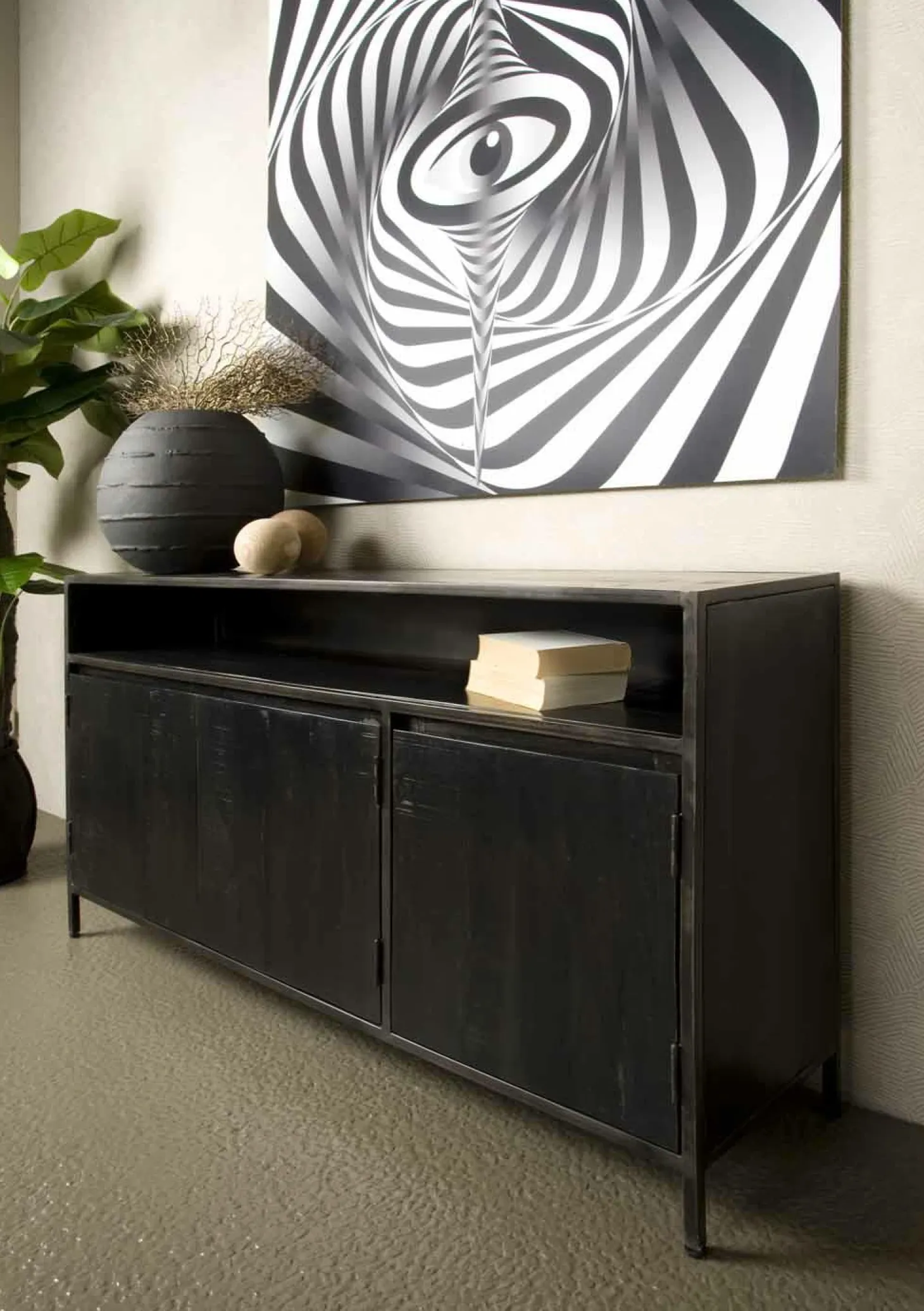 Dressoir Paterno Zwart - 155 cm - Loft24.nl