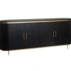 Dressoir Rivello Mangohout Zwart/Goud - 210 cm - Loft24.nl
