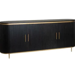 Dressoir Rivello Mangohout Zwart/Goud - 210 cm - Loft24.nl