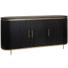 Dressoir Rivello Mangohout Zwart/Goud - 180 cm - Loft24.nl