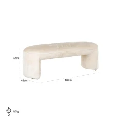 Eetkamerbank Fargo Velvet - Wit - Loft24.nl