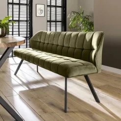Eetkamerbank Velvet Raster Groen - 180 cm - Loft24.nl