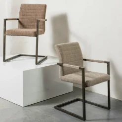 Eetkamerstoel Bas Geweven stof - Zand - Loft24.nl