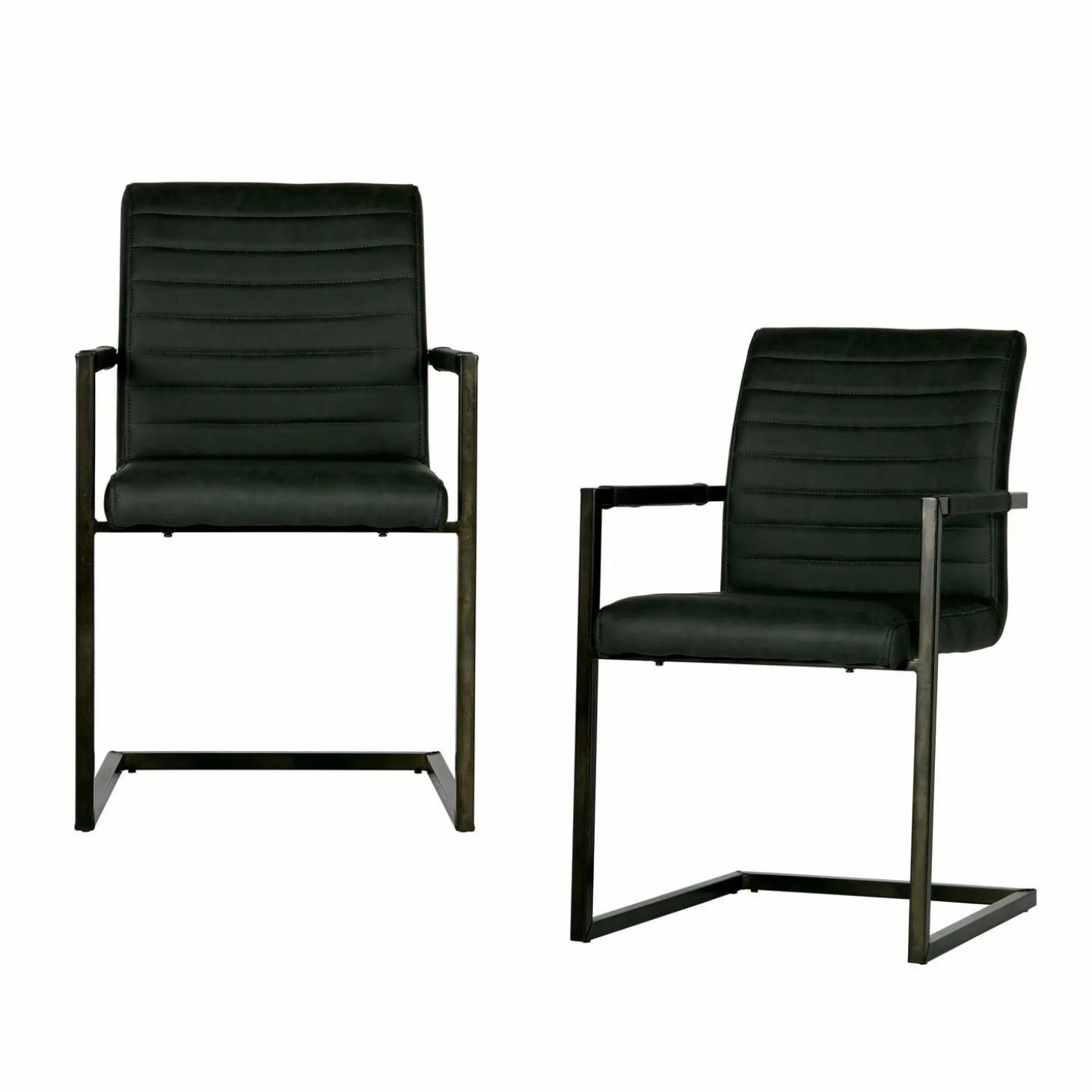 Eetkamerstoel Bas Lederlook - Antraciet - Loft24.nl