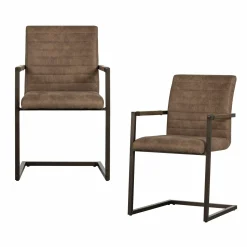 Eetkamerstoel Bas Lederlook -Taupe - Loft24.nl