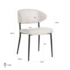 Eetkamerstoel Bea Chenille kleur Crème - Loft24.nl