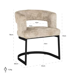 Eetkamerstoel Ellis Chenille kleur Beige - Loft24.nl