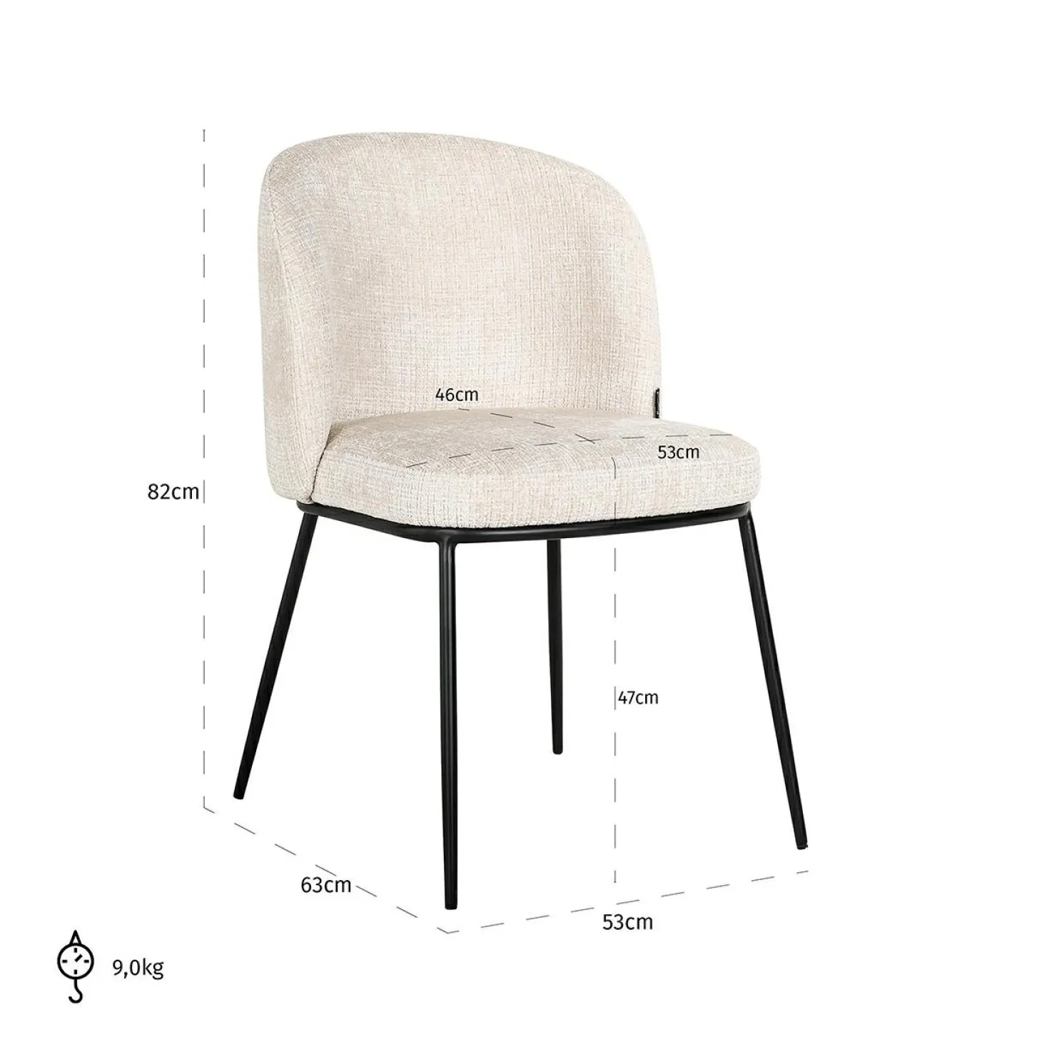 Eetkamerstoel Elvi Chenille kleur Beige - Loft24.nl