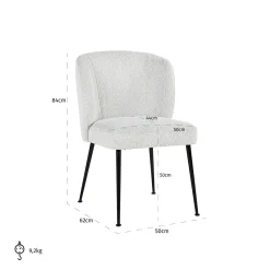 Eetkamerstoel Fallon Bouclé kleur Wit - Loft24.nl