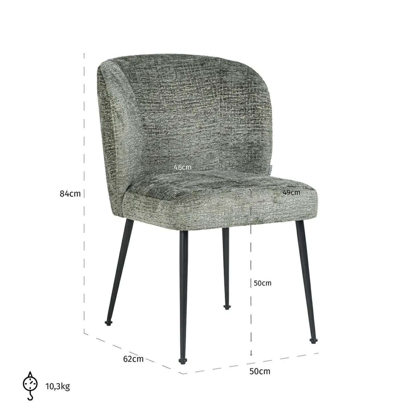 Eetkamerstoel Fallon Chenille kleur Jade - Loft24.nl