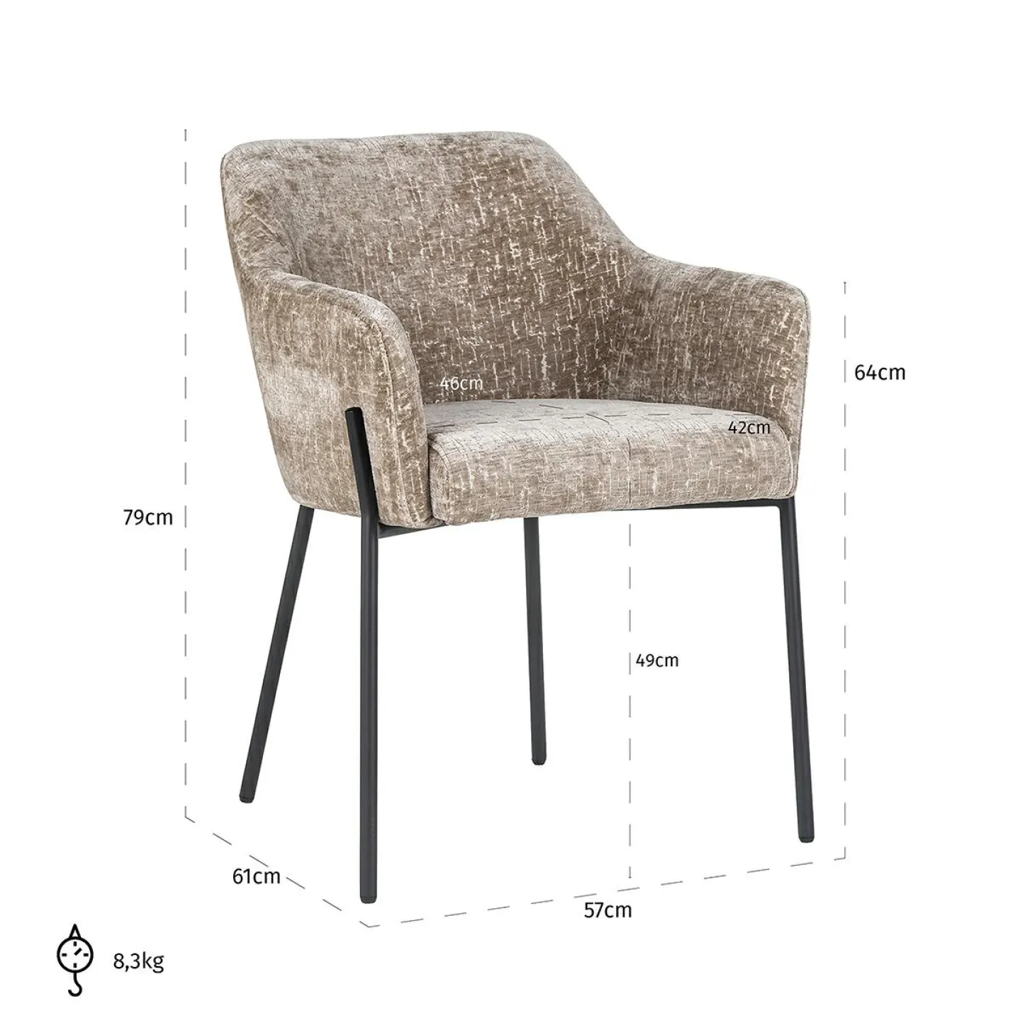 Eetkamerstoel Fay Chenille - Loft24.nl