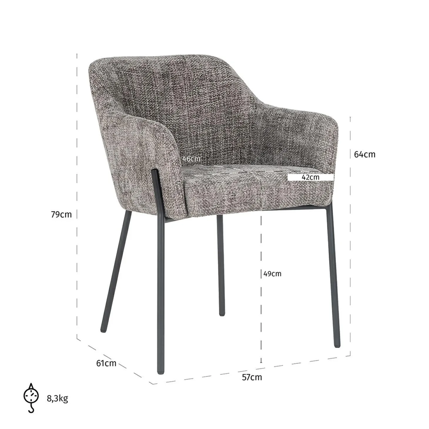 Eetkamerstoel Fay Chenille - Loft24.nl