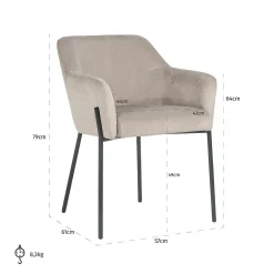 Eetkamerstoel Fay Velvet kleur Khaki - Loft24.nl