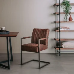Eetkamerstoel Ferro met armleuning - Donkerbruin - Loft24.nl