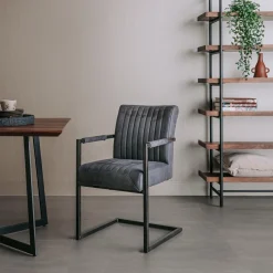 Eetkamerstoel Ferro met armleuning - Antraciet - Loft24.nl