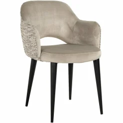 Eetkamerstoel Giovanna Velvet en stof kleur Khaki/Rose - Loft24.nl
