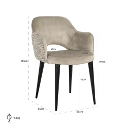 Eetkamerstoel Giovanna Velvet en stof kleur Khaki/Rose - Loft24.nl