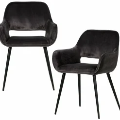 Eetkamerstoel Jelle Velvet - Grijs - Loft24.nl