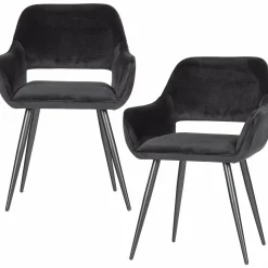 Eetkamerstoel Jelle Velvet - Zwart - Loft24.nl
