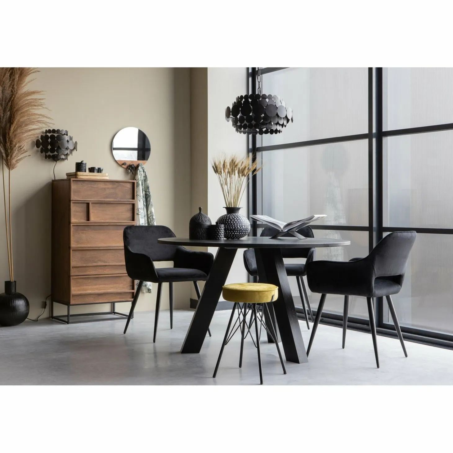 Eetkamerstoel Jelle Velvet - Zwart - Loft24.nl