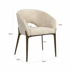 Eetkamerstoel Kenzi Chenille - Crème - Loft24.nl