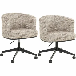 Eetkamerstoel Lana Graffic stof kleur Beige - Loft24.nl