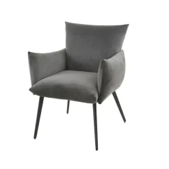 Eetkamerstoel Lobby - Velours Antraciet - Loft24.nl