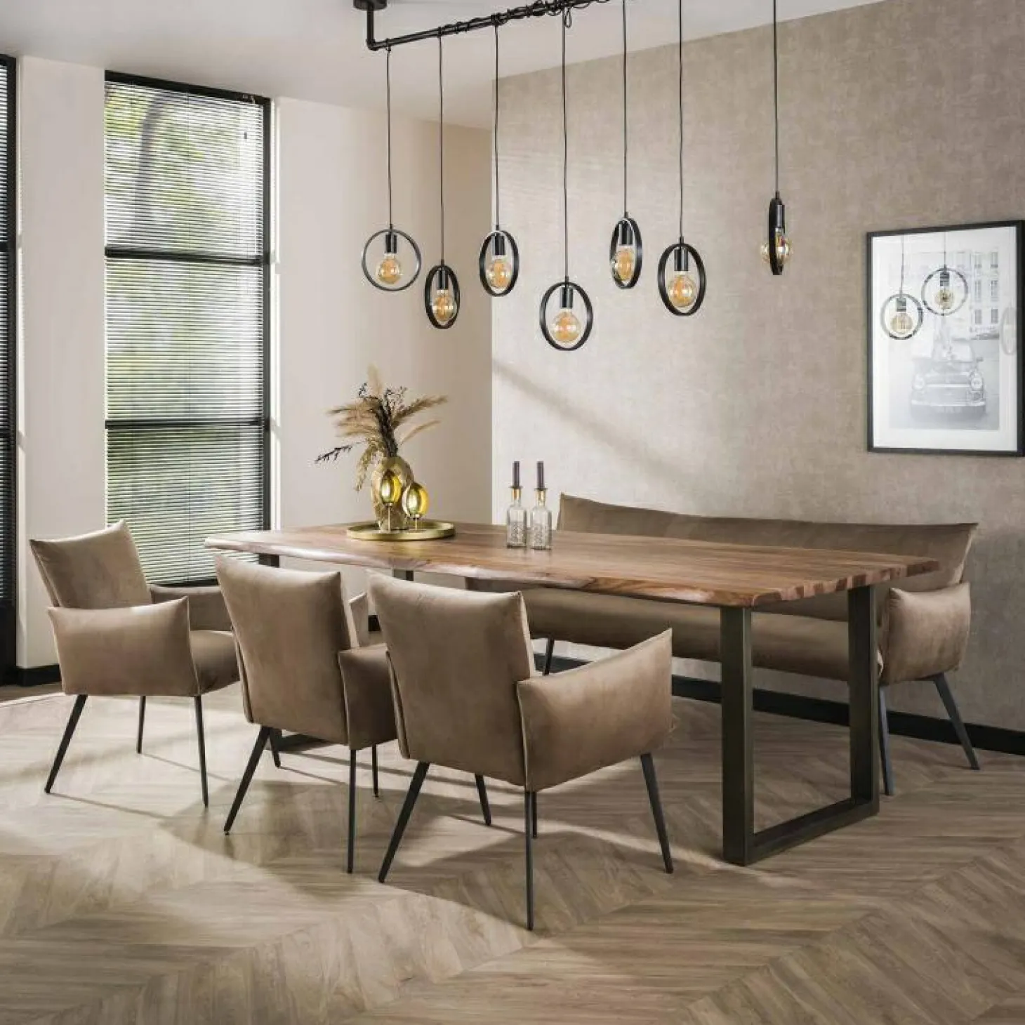 Eetkamerstoel Lobby - Velours Champagne - Loft24.nl