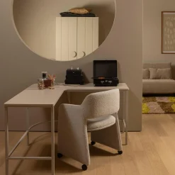 Eetkamerstoel Lyric Op wielen Bouclé - Greige - Loft24.nl